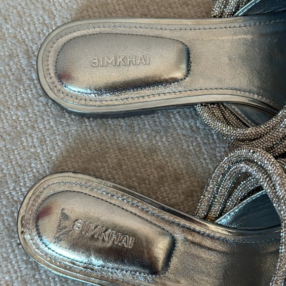 JONATHAN SIMKHAI Lian Multi Strap Crystal Mules in Silver Size 37 / US 6.5 - Picture 6 of 8